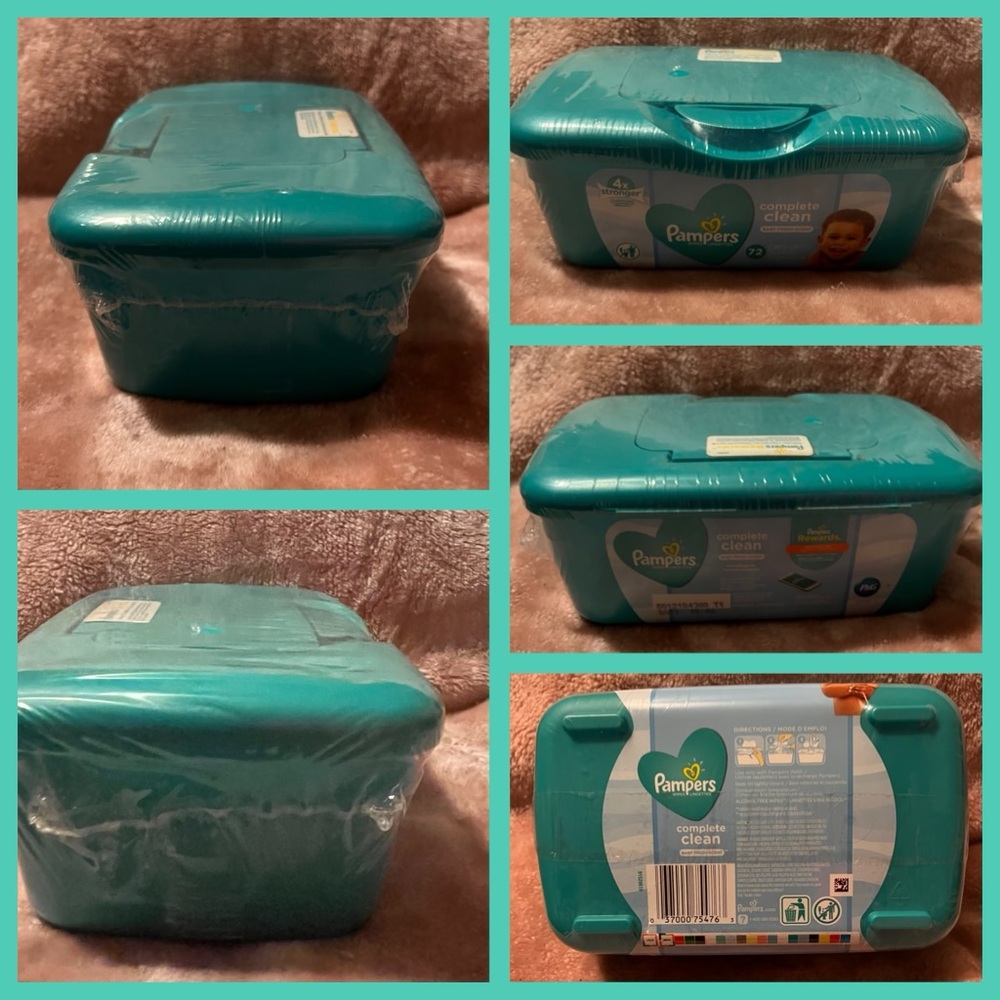 BNIB & BNIP Green Hard Plastic Pampers Baby Wipes CONTAINER